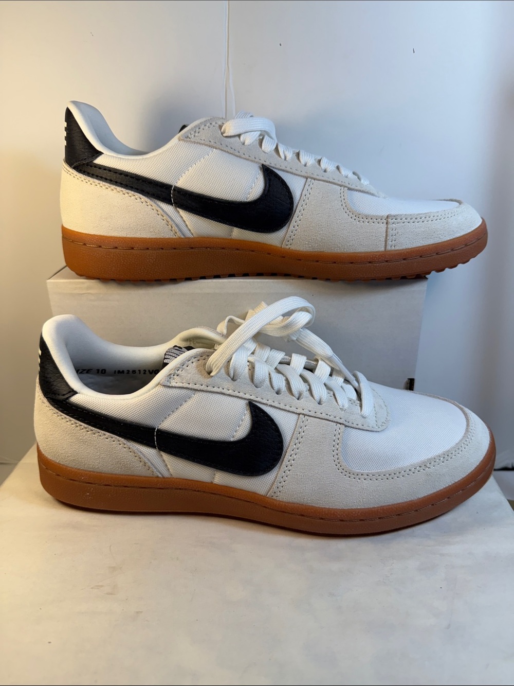 Nike White and Black Low-Top Sneakers with Gum Sole
